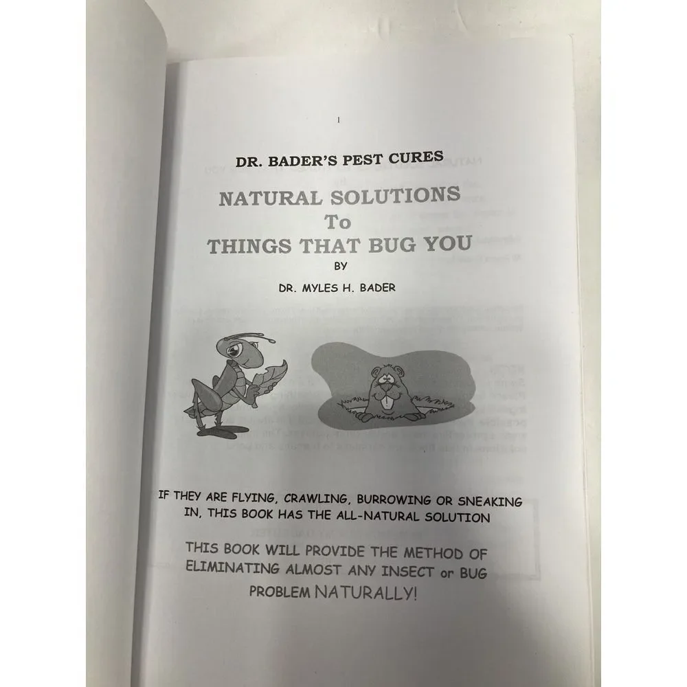 2 Dr Bader's Pest Cures Paperback Book Natural‎ Solutions to Things that Bug You